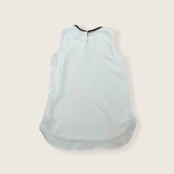 3/$30 H&M Minimalist Leather Jewel Chiffon Blouse - Picture 3 of 8